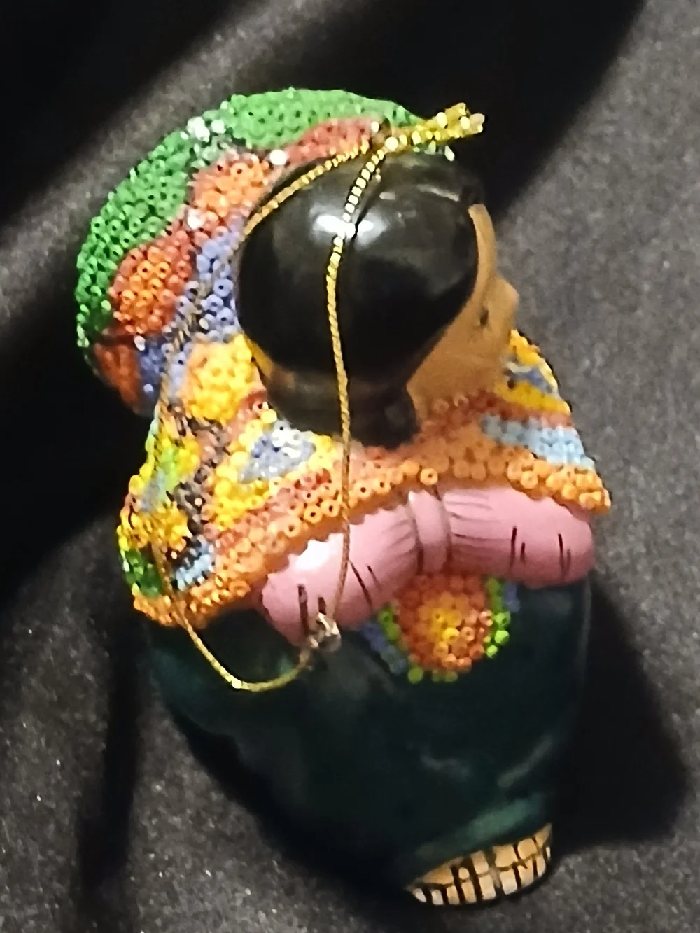 Handcrafted Mexican Folk Art Ornament  Intricate Sombrero Huichol Style Beaded